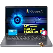 acer Chromebook Plus 514 Google AI Laptop 14" FHD IPS Touchscreen Intel Octa core i3-N305 8GB RAM 512GB SSD Type-C Free Google AI/2TB Loud Storage for 1-Year Grey + HDMI Cable