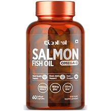 Pub Salmon Fish Oil Capsules with Omega-3 (1000mg), EPA (180mg) & DHA (120mg) for Healthy Heart, Brain, Eyes & Joints 60 Softgels I Omega 3 Fish Oil Supplements for Women and Men, Pack of 1