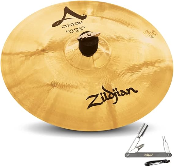 Avedis Zildjian Company Zildjian 20536 14 in Custom Fast Crash Cast Bronze Cymbal W/ Mid - High Pitch With ZKEY,A20536
