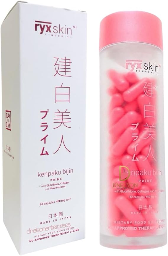 Ryx Skin Kenpaku Bijin Prime with Glutathione, Collagen & Plant Placenta, 62 Capsules