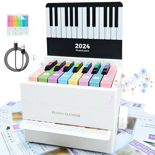 Piano Calendar, 2024 Playable Mini Piano Desk Calendar, Taylor Songs Piano Calendar Short Sheet Music, 52 Sheet Music in 27 Cards, Rechargeable Model is the best graduation gift for family or friends White
