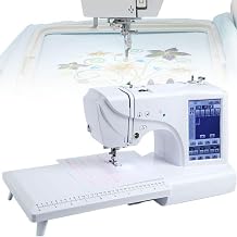 Electric Sewing Machine with Embroidery, 4 x 9.2 Inch Area, 7 Inch LCD Touch Screen, Multi-Pattern Border, Automatic Thread Cutting and Threading