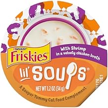 Purina Friskies Grain Free Lickable Cat Food Toppers Lil Soups With Shrimp in a Velvety Chicken Broth - (Pack of 8) 1.2 oz. Cups
