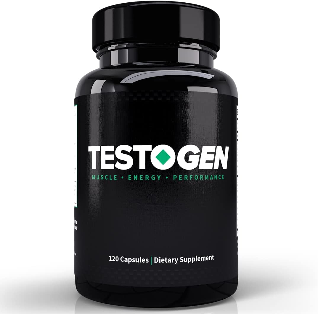 TestoGen: Natural T-Level Supplement for Men - 1-Month Supply - Optimised Male Enhancement Herbal Blend with Magnesium, Zinc, Fenugreek, Red Ginseng and More for Stamina, Endurance and Energy Support
