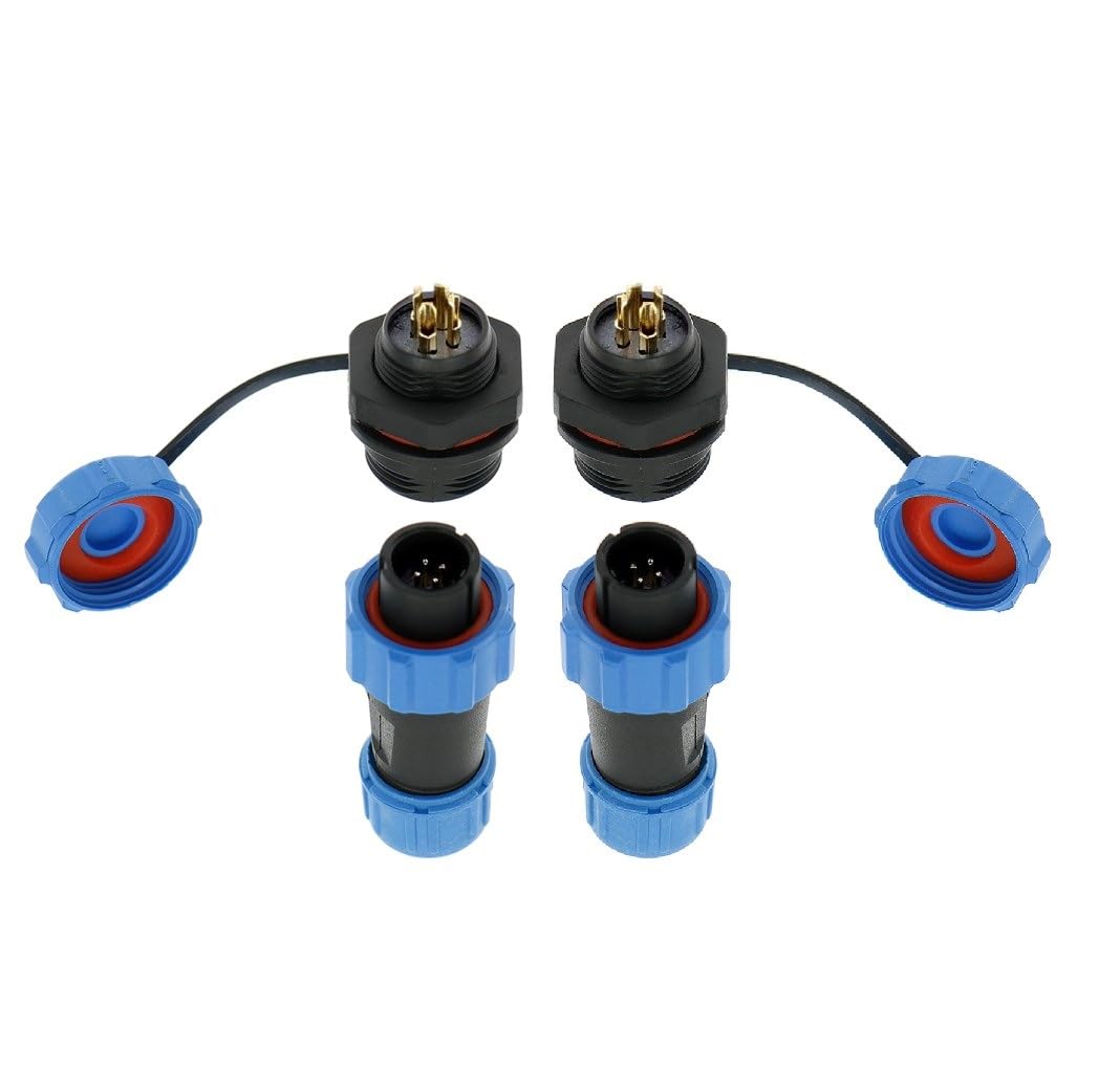 Uonecn SP13 4pin Waterproof Aviation Cable Connectors, Low Voltage Wire Connector, Electrical Cable Connector, Aviation Plug & Socket IP68 Panel Mount-Water Proof Connector
