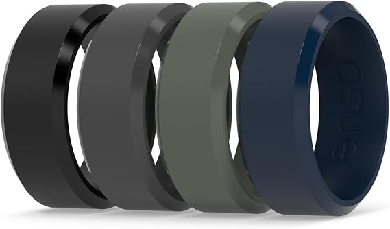 Enso Rings Bevel Classic Silicone Wedding Ring Hypoallergenic Unisex Wedding Band Comfortable Band for Active Lifestyle 8mm Wide, 2.16mm Thick