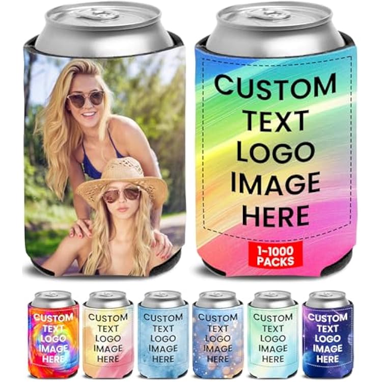 Bulk Custom Can Cooler Fits 12 oz CansBottles - Personalized Can Sleeve & Can Holder Insulated Perfect for Wedding Birthdays Parties Print Your DesignLogo 1-1000 Pcs