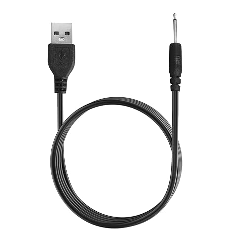 ORUZA Black USB Charging Cable, 1PCS 2.5 mm Fast DC Charging Cord for Wireless Massagers (18mm)