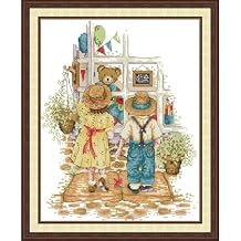 CROSSDECOR Stamped Cross Stitch Kits Full Range of DIY Needlepoint for Adult Beginners, for Gift and Home Decor 14CT 2 Strands Store Pattern,12.214.96 inch