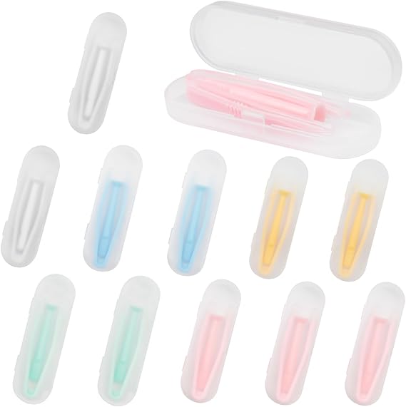 Portable Colorful Contact Lens Applicator & Remover Tool Set Soft-Tip Tweezer Kit with Case for Hard & Soft Lenses(12 Pack)