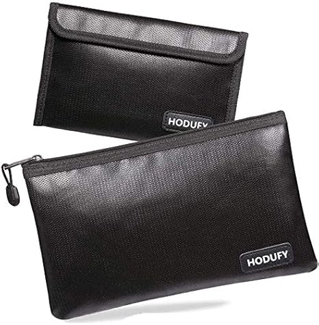 Hodufy Fireproof Money Bag - 10.6"x6.7" & 5"x8" Small Fireproof Bags, Bank Deposit & Passport Safe Storage Envelope