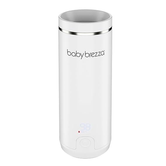 Baby Brezza Portable Warmer 3X Faster Baby Bottle Warming - Travel Breastmilk and Formula Warmer - Safe, Even Heating - Up to 9oz - No Adapters, White