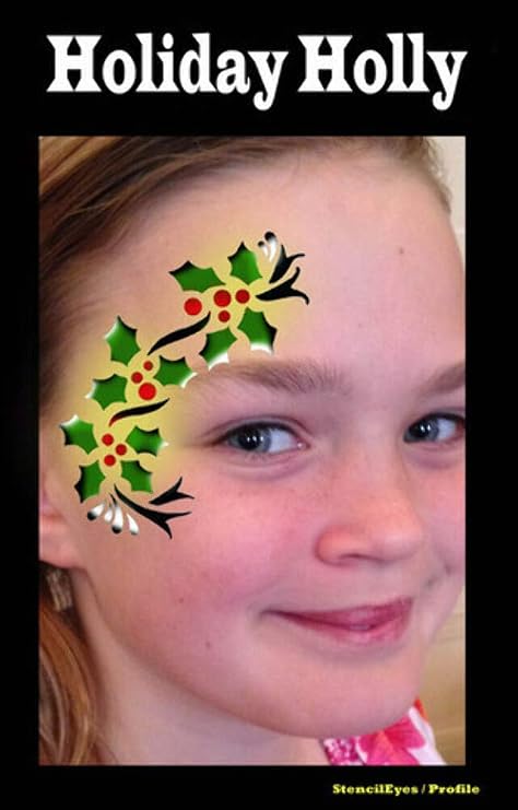 Face Painting Stencil - StencilEyes Profile Holiday Holly