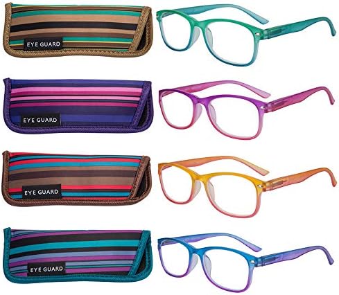 EYEGUARD 4 Pack Reading Glasses for Women Fashion Colorful Gradient Readers