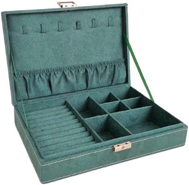 Green Velvet Double-layers Portable Multi-functional Necklace Bracelet Jewelry Boxes Fashion Earring Holder Organizer