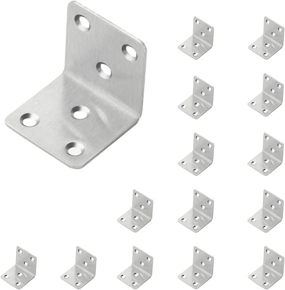 Corner Bracket, 15 Pack Heavy Duty Iron Angle Brace, L-Shaped Brackets,Angle Reinforced Metal Braces Wood Timber Galvanised Steel Sheet Connecting Joining Fixing L Repair Connector (40 x 40 x 40)