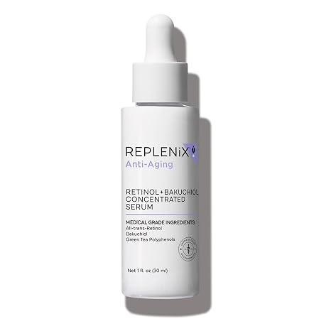 Replenix Anti-Aging Retinol + Bakuchiol Concentrated Face Serum, Medical-Grade Facial Treatment for Mature, Uneven Skin (1 fl. oz)