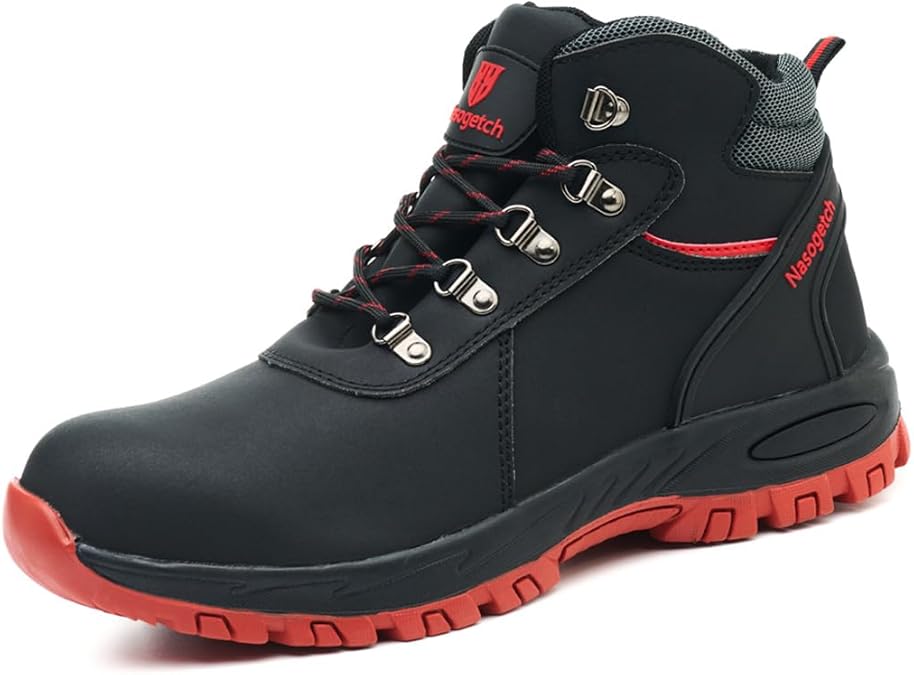 Nasogetch Steel Toe Boots for Men Women Work Boots Comfortable Lightweight Steel Toe Shoes Puncture Proof Non Slip Work Shoes Fleece-Lined