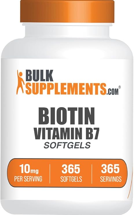 Biotin 10000mcg Softgels - Vitamin B7, Biotin Vitamins for Hair, Skin and Nails, Biotin Supplement - Gluten Free, 1 Softgel per Serving, 365 Count (Pack of 1)