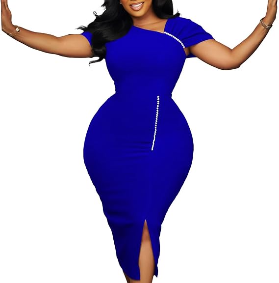Women's V Neck Cap Sleeve Midi Dress Elegant Wrap Ruffle Peplum Bodycon Pencil Dresses