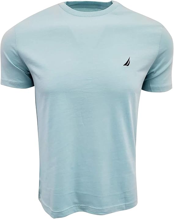 Nautica Men's Short Sleeve Solid Crew Neck T-Shirt (Medium, Harbor Mist 2021)