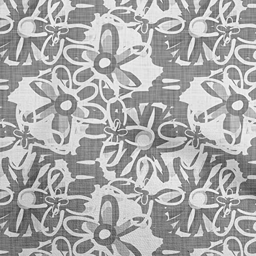 oneOone Cotton Silk Gray Fabric Abstract Craft Projects Decor Fabric Printed by The Yard 42 Inch Wide-62