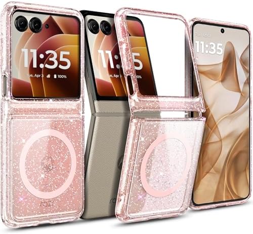 YZB Magnetic for Motorola Razr 2024 & Razr 2025 Case, Rose Gold | Compatible with MagSafe | Slim Fit Lightweight & Flexible Non-Slip Shockproof Protection, Hard PC Back with TPU Bumper