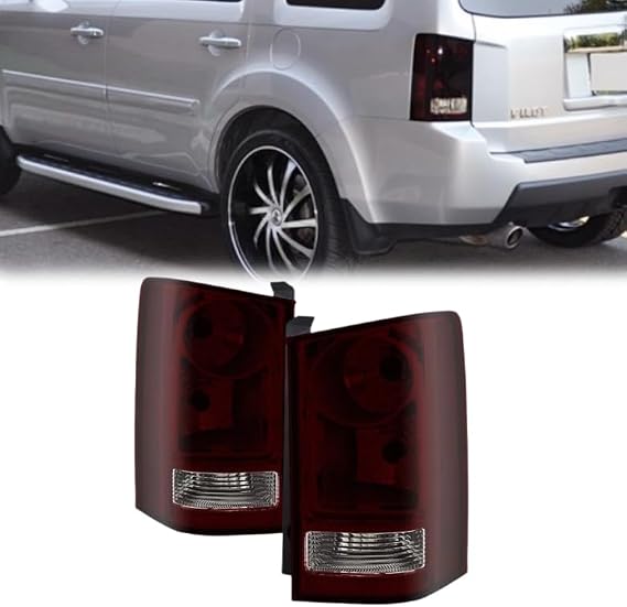 Tail Lights Assembly Compatible with Honda Pilot 2009 2010 2011 2012 2013 2014 2015 Driver and Passenger Side Rear Lamps (Smoke Red)