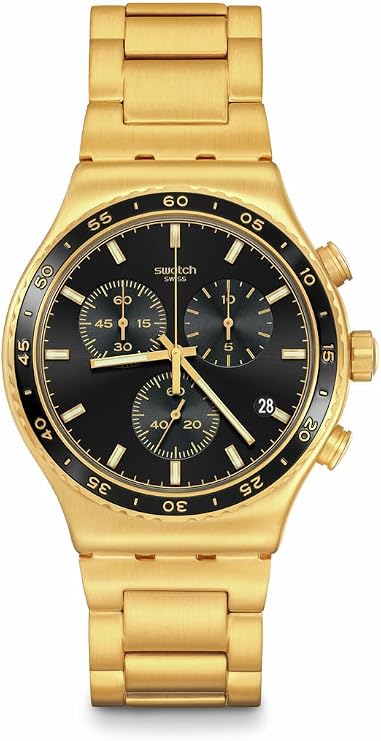 Swatch I New Chrono Unisex Watch Casual Plastic Yellow Quartz Waterproof in The Black