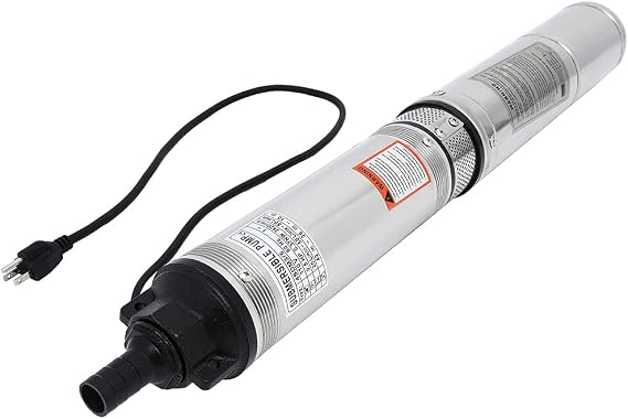 1/2 hp 8000L / H Stainless Steel Submersible Deep Well Pump 50m / 164ft Water Well Pump for Home Garden