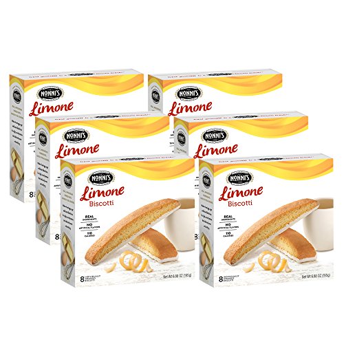 Nonnis Limone Biscotti Italian Cookies - 6 Boxes Lemon Cookies - Biscotti Individually Wrapped Cookies - Lemon Italian Biscotti Cookies wWhite Icing - All Natural Ingredients - Kosher - 6.88 oz
