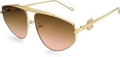 Oversized Aviator Sunglasses for Women Men Trendy Fashion Big Shades Tinted Lens Gold Metal Sun Glasses UV400
