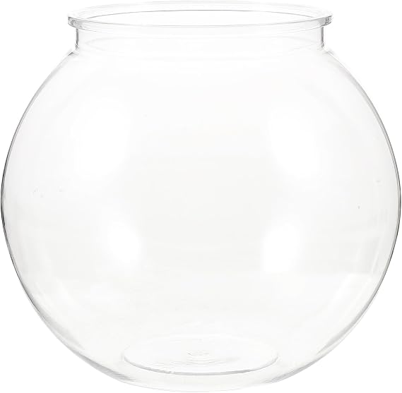 ULTECHNOVO Transparent Plastic Fish Tank Small Round Aquarium for Household Goldfish with Break-Resistant Design Clear Fishbowl for Desk and Home Decoration 7 X 7 X 6.3