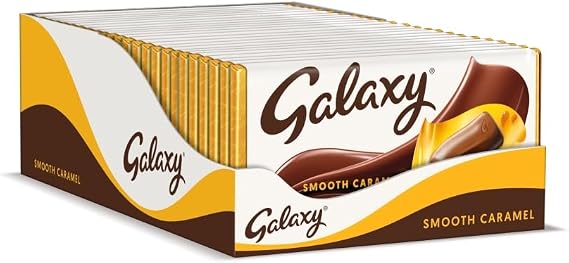 Galaxy Chocolate Bar, Smooth Caramel and Milk Chocolate, 135g, Pack of 24