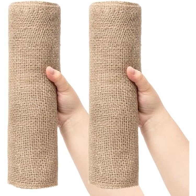 12 Inch Natural Burlap Fabric Roll - 10 Yards Jute Fabric Ribbon for DIY Gift Wrapping Craft Projects, Wedding & Christmas Home Decoration 30 cm, 12 in