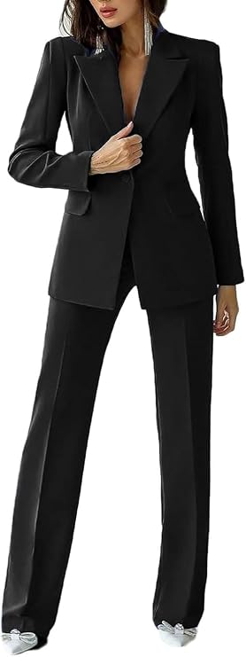 Women's Suit 2 Piece Formal Office Blazer Jacket One Button Suit Set Trouser Suits Work Smart Suit Jacket and Trouser