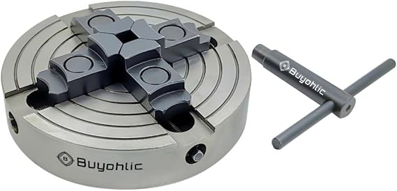 Buyohlic Wood Lathe Chuck 6'' Inches 4 Jaw Chuck Threaded 3/4-16 with Independently Adjustable/Reversible Jaws