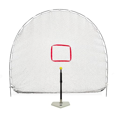 Heater Sports 3-in-1 Hitting Station - Lightweight & Portable Ball Net WAdjustable Batting Tee Package | 6 x 8 Durable Fiberglass Arch Frame for All Ages, Perfect for Baseball & Softball Practice