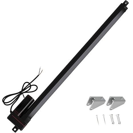 JQDML 12V High Speed Linear Actuator 600mm 24" Stroke 400N IP65 Waterproof | 34mm/s Speed, Electric Actuator, with Mounting Brackets, for Window Openers, Solar Trackers, Home Automation