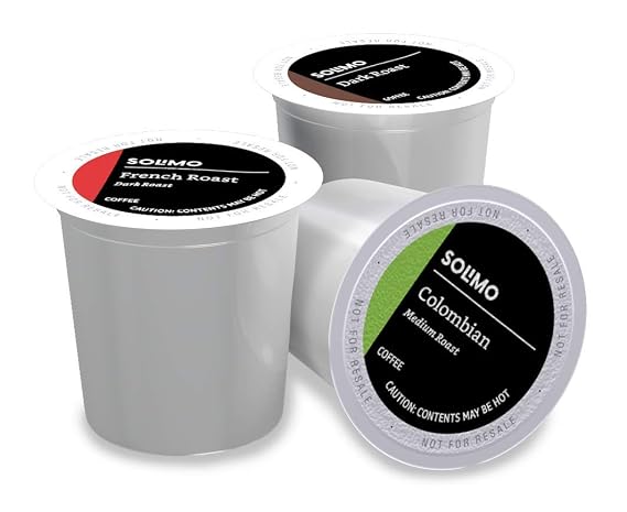 Amazon Brand - Solimo Coffee Pods, Variety Pack (French, Dark, Colombian), Compatible with Keurig 2.0 K-Cup Brewers, 100 Count