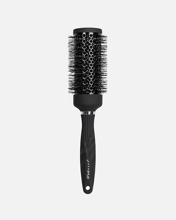 FHI Heat Thermal Brush Ultralight Negative Ion Hairbrush w/Anti-Static, Wave-Shaped Bristles for all Hair Types, Tourmaline Ceramic, Vented Round Barrel for Frizz-Free, Smooth, Quick Styling (1.5)