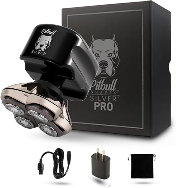 Skull Shaver Pitbull Silver PRO with Travel Pouch