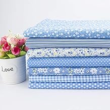 7 pcs 20" x 20" Cotton Fabric DIY Making Supplies Quilting Patchwork Fabric Fat Quarter Bundles DIY for Quilting Cotton Patchwork Cushions (Blue, 20" x 20")