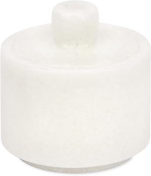 Marble Salt Cellar with Lid, Stone Salt or Pepper Bowl Box Container Jar Holder Well Keeper Dish Pig Crock (Solid White)