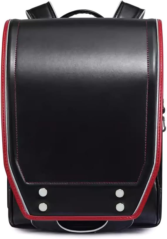 Ransel Randoseru Automatic Japanese School Bags PU Leather Backpack Light Weight Bookbag for Girls Boys,26 * 16 * 36cm,Black