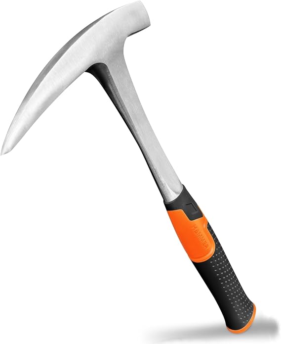 Rock Pick Hammer-31oz Geology Hammer with Ergonomic Handle Stone Mason Hammer, Block Masonry Hammer with Pointed Tip & Shock Reduction Handle,Brick Tools, Masonry Tools