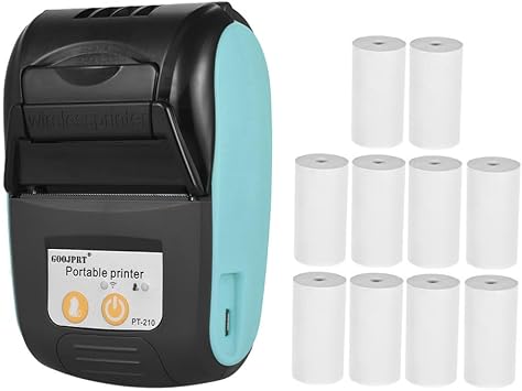 PT-210 Portable Thermal Printer Handheld 58mm Receipt Printer for Retail Stores Restaurants Factories Logistics, 10 Paper Rolls