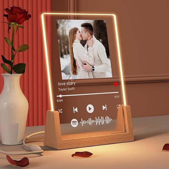 Personalised Spotify Picture Frame Spotify Plaque - Customised Spotify Music Gifts for Her Him, Personalised Photo Gifts for Couples Girlfriend Boyfriend, Birthday Anniversary Christmas Gifts