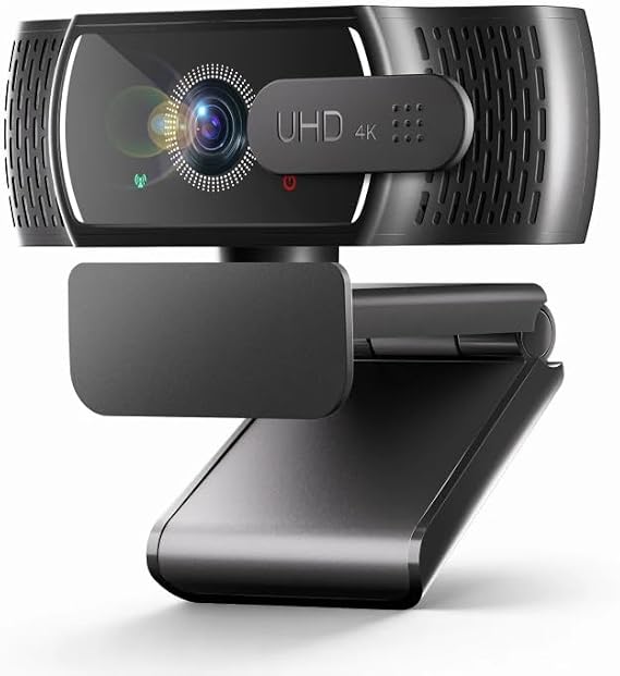 4K Webcam for PC & Mac, Tiny USB Streaming Camera with PDAF Autofocus, Dual Omnidirectional Noise-Canceling Microphones, Auto Low-Light Correction, Works with Zoom, Teams, Google Meet & Twitch
