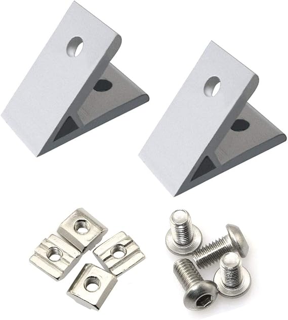 2pcs 45 Degree Angle 2020 Aluminum Corner Brackets Profile Corner Joint Connectors Corner Braces with Mounting Screws and Nuts